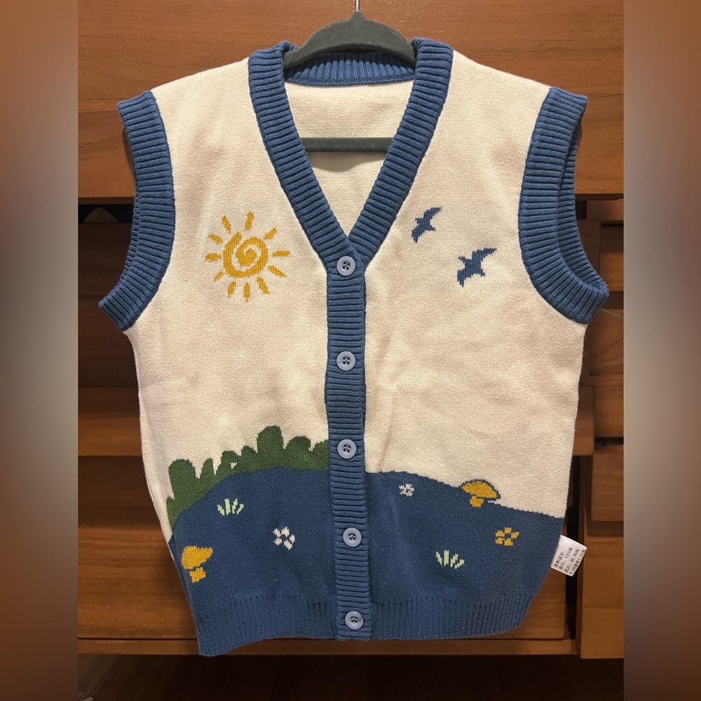 Source Unknown Kids Sweater Vest - Blue and Cream